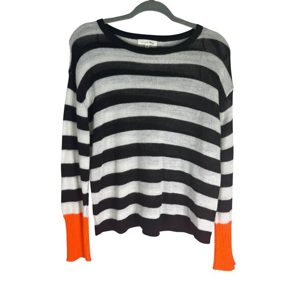 Striped Contrast Sweater With Orange Cuffs By Little Lies Anthropologie - Picture 3 of 11